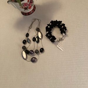 Black beaded necklace and bracelet